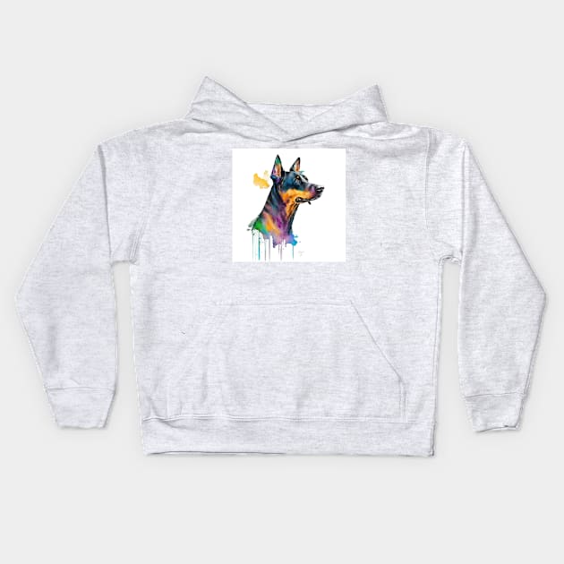 Beauceron Dog In Watercolor & Pen Kids Hoodie by Oldetimemercan